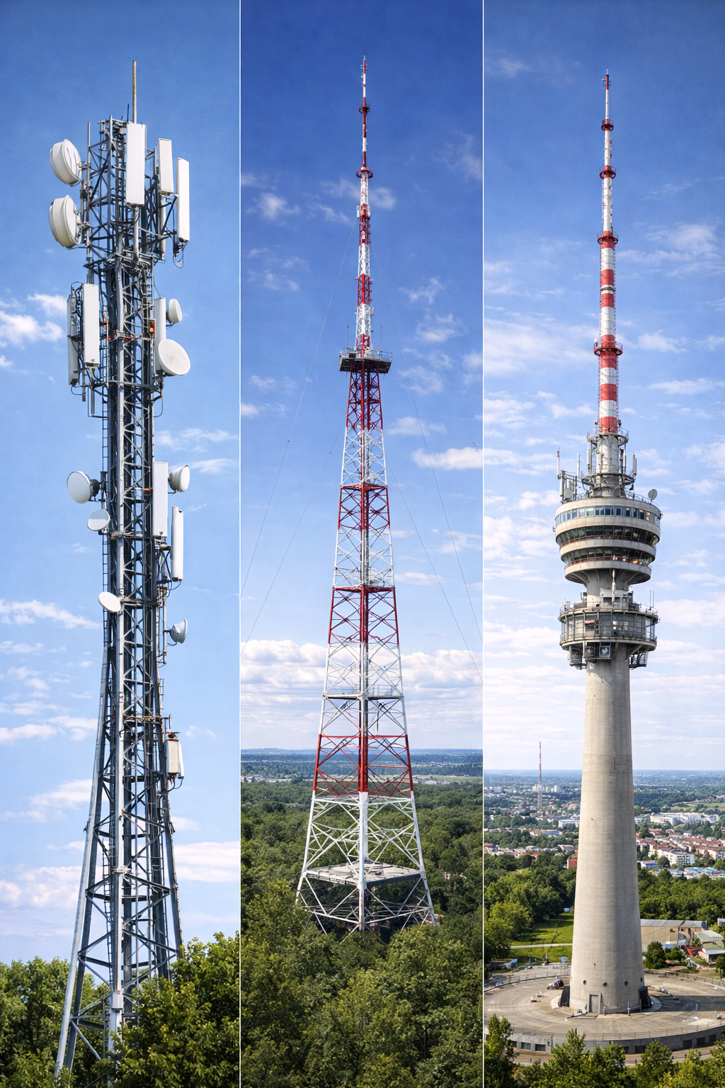 Radiorabitə, radio və televiziya qurğuları və qüllələr